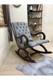 Asedia Rustik Ceviz Natura Gri Sallanan Sandalye Dinlenme Emzirme Baba Tv Okuma Uzanma Koltuğu thumbnail 6