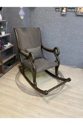 Asedia Vintage Kuğu Ceviz Kahve El Oyması Ahşap Sallanan Sandalye Dinlenme Koltuğu Berjer thumbnail 5