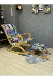 Asedia Rustik Naturel Diego Desenli Sallanan Sandalye Dinlenme Emzirme Baba Tv Okuma Uzanma Koltuğu Berjer thumbnail 3