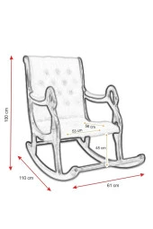 Asedia Vintage Kuğu Ceviz Kahve El Oyması Ahşap Sallanan Sandalye Dinlenme Koltuğu Berjer thumbnail 7