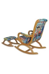 Asedia Rustik Naturel Diego Desenli Sallanan Sandalye Dinlenme Emzirme Baba Tv Okuma Uzanma Koltuğu Berjer thumbnail 5