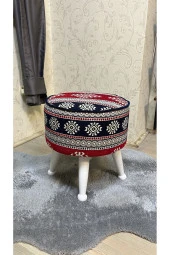 Asedia Miskin Lake Kilim Desen Yuvarlak Puf Ayakucu Tabure thumbnail 1