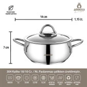 Amboss 7 Parça Grand Paslanmaz Çelik Tüm Ocaklara Uygun Tencere ve Çaydanlık Seti thumbnail 3