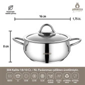 Amboss 7 Parça Grand Paslanmaz Çelik Tüm Ocaklara Uygun Tencere ve Çaydanlık Seti thumbnail 4
