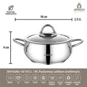 Amboss 7 Parça Grand Paslanmaz Çelik Tüm Ocaklara Uygun Tencere ve Çaydanlık Seti thumbnail 5