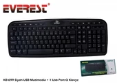 Everest KB-699 Usb Siyah MMedya +1 Usb Port Klavye - 1
