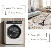 Klasik Kahve Krem Salon&Oturma Odası&Yolluk Dijital Baskılı Makinede Yıkanabilir Kaymaz Taban Saçaklı Halı HK017 - 9