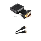 Vga To Hdmi Çevirici Dönüştürücü Laptop Tv Monitör Adaptör Kablosu + Hdmi Kablo 1.5 Metre - 1