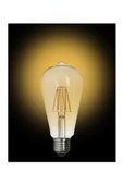 5 Adet K2 6W E27 2700K Sarı Işık ST64 Led Flamanlı Rustik Ampul KES605 - 2