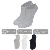 Kadın - Erkek Düz Desen (6 ÇİFT) Pamuklu Beden Mevsimlik Terletmez Görünmez Çorap - 3