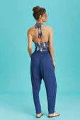 Beli Lastikli Pileli İndigo Yazlık Pantolon - 5