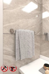 Ceria Krom Eko Uzun Düz Çubuk Havluluk Havlu Askısı 40 Cm Ister Yapıştır Ister Montajla thumbnail 1