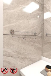 Ceria Krom Eko Uzun Düz Çubuk Havluluk Havlu Askısı 40 Cm Ister Yapıştır Ister Montajla thumbnail 3