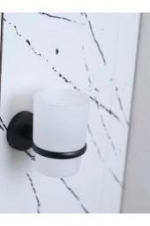 Lotus Mat Siyah Eko Diş Fırçalık Plastik Tabak Ister Yapıştır Ister Montajla thumbnail 1