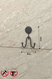 Mat Siyah Ikili Havlu Askısı Banyo Mutfak Havluluk Asacağı Ister Yapıştır Ister Montajla - 2