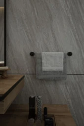 Mat Siyah Düz Uzun Havluluk Havlu Asacağı - İster Yapıştır Ister Montajla thumbnail 1