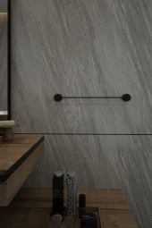 Mat Siyah Düz Uzun Havluluk Havlu Asacağı - İster Yapıştır Ister Montajla thumbnail 2