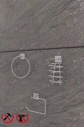 Krom Kare Halka Havlu, Kare Fön ve Kare tuvalet kağ. Seti thumbnail 1