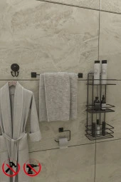 SİYAH TŞ03 KARE UZUN HAVLU KARE TUVALET KAGITLI BORNOZ thumbnail 1