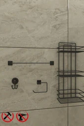 SİYAH TŞ03 KARE UZUN HAVLU KARE TUVALET KAGITLI BORNOZ thumbnail 2