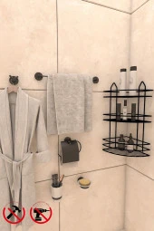 SİYAH EK03 SETİ UZUN HAVLU KAPALI TUVALT KAĞ. ROSA BORNOZ DIS FIRCA-SABUN SET thumbnail 1