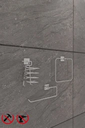 Yapışkanlı Banyo Aksesuar Seti Krom Kare halka Havluluk KareSoloHavluluk Ve Kare Fön Tutacağı - 1