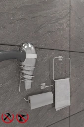 Yapışkanlı Banyo Aksesuar Seti Krom Kare halka Havluluk KareSoloHavluluk Ve Kare Fön Tutacağı - 2