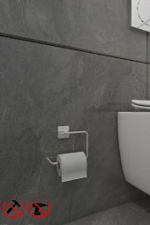 Yapışkanlı Paslanmaz Krom Kare Açık Tuvalet Kağıtlığı Wc Kağıtlık Tuvalet Kağıdı Askısı - 1