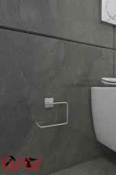 Yapışkanlı Paslanmaz Krom Kare Açık Tuvalet Kağıtlığı Wc Kağıtlık Tuvalet Kağıdı Askısı - 2