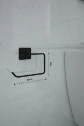 Lilyum Kare Model Mat Siyah Tuvalet Kağıtlığı Tuvalet Kağıdı Askısı - 3