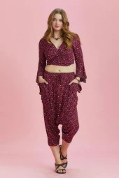 Etnik Desenli Büyük Beden Şalvar Pantolon - 4