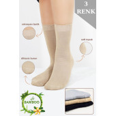 Kadın Çorabı Ter Emici Dikişsiz Extra Soft Model Soket Uzun Bambu Çorap (3 ÇİFT) Asorti Renk - 1