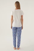 Rolypoly Kadın Krem Kısa Kol Pijama Takımı 3415 - 3