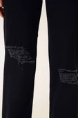 Diz Lazerli Kot Pantolon Siyah thumbnail 4