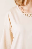 Basıc Oversize T-Shirt Bej - 4