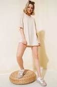 Basıc Oversize T-Shirt Bej - 2
