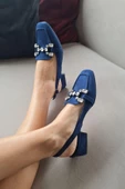 10 031 Topukla Kadın Toka Detaylı 4 cm Topuklu Loafer Günlük Ayakkabı - 5