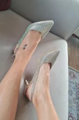 135 5340 Topukla Kadın Taşlı İnce Topuklu Stiletto Abiye Ayakkabı - 1