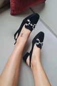 10 031 Topukla Kadın Toka Detaylı 4 cm Topuklu Loafer Günlük Ayakkabı - 9