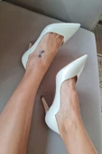 34IZ 41 Topukla Kadın Topuk Stiletto Ekru Abiye Ayakkabı - 2