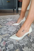 34IZ 41 Topukla Kadın Topuk Stiletto Ekru Abiye Ayakkabı - 1
