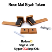 Fulya Lüx Rose Siyah Oda Kapı Kolu Rozetli Sürgülü ve Çelik Kapı Sağa Sola Uygun Kapı Kolları Kulpu - 3