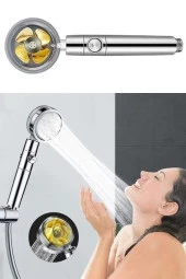 360 derece Döner Turbo Pervaneli Serinletici Tasarım Start Stop Tuşlu Duş Başlığı - AT19 - 2