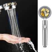 360 derece Döner Turbo Pervaneli Serinletici Tasarım Start Stop Tuşlu Duş Başlığı - AT19 - 6