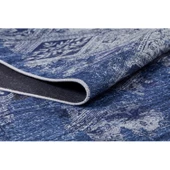 Klasik Mavi Salon&Oturma Odası Yolluk&Yatak Odası Dijital Baskılı Makinede Yıkanabilir Kaymaz Taban Saçaklı Halı HK064 thumbnail 3