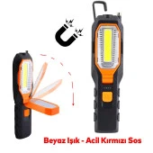 El Feneri Mıknatıslı iş Lambası Askılı Işıldak Kamp Lambası Şarjlı Gece Lambası Led 3+5 W - 1