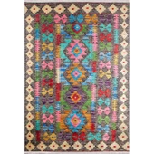 Klasik Kahve Renkli Salon&Oturma Odası&Yolluk Dijital Baskılı Makinede Yıkanabilir Kaymaz Taban Saçaklı Halı HK060 - 1