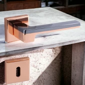 Funda Lüx Bakır Füme Oda Kapı Kolu Rozetli Sürgülü ve Çelik Kapı Sağa Sola Uygun Kapı Kolları Kulpu - 2