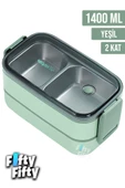 Vagonlife 1400 ML İki Kat Üç Bölme Paslanmaz Çelik Bento Lunch Box Yeni Nesil Sefer Tası -Çatal/Kaşıklı Model-ffbl50002 - 11