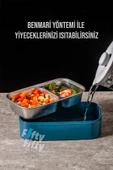 Vagonlife 1400 ML İki Kat Üç Bölme Paslanmaz Çelik Bento Lunch Box Yeni Nesil Sefer Tası -Çatal/Kaşıklı Model-ffbl50002 - 8